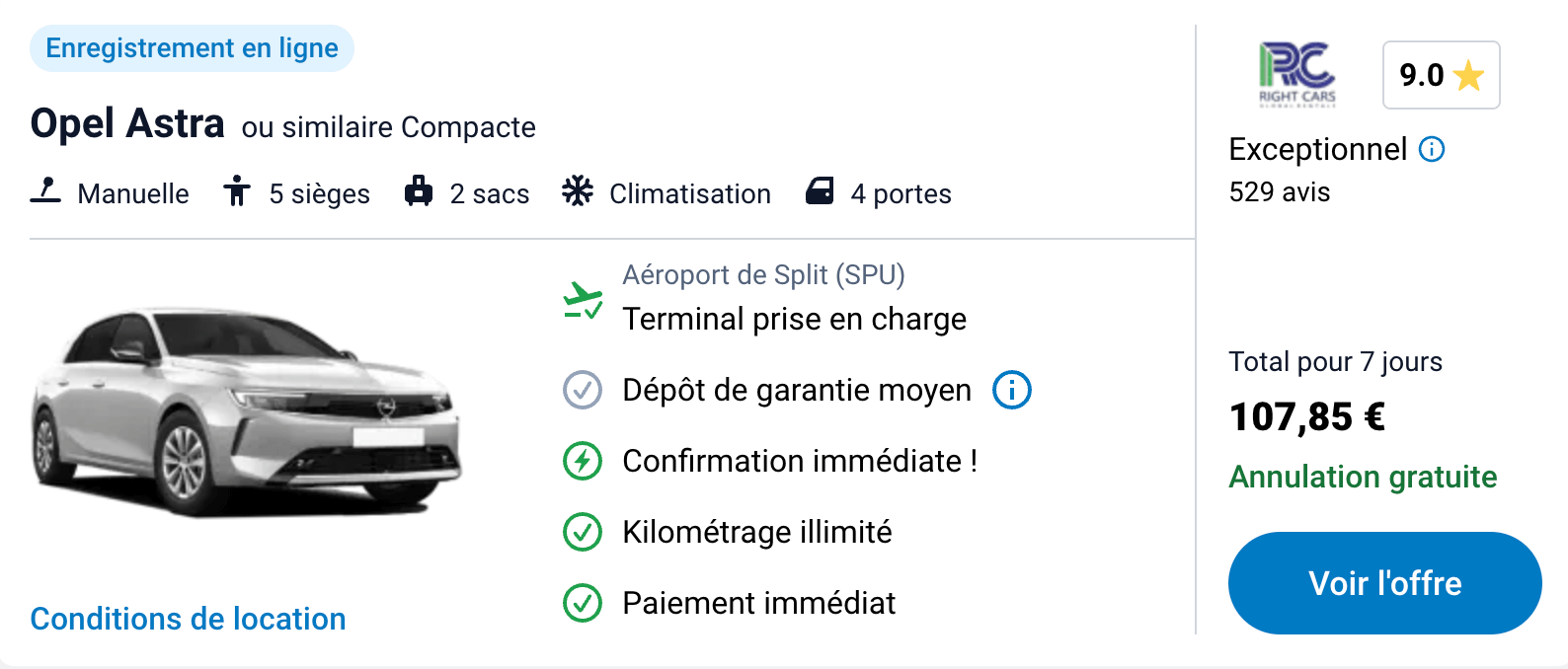 split location voiture moyenne