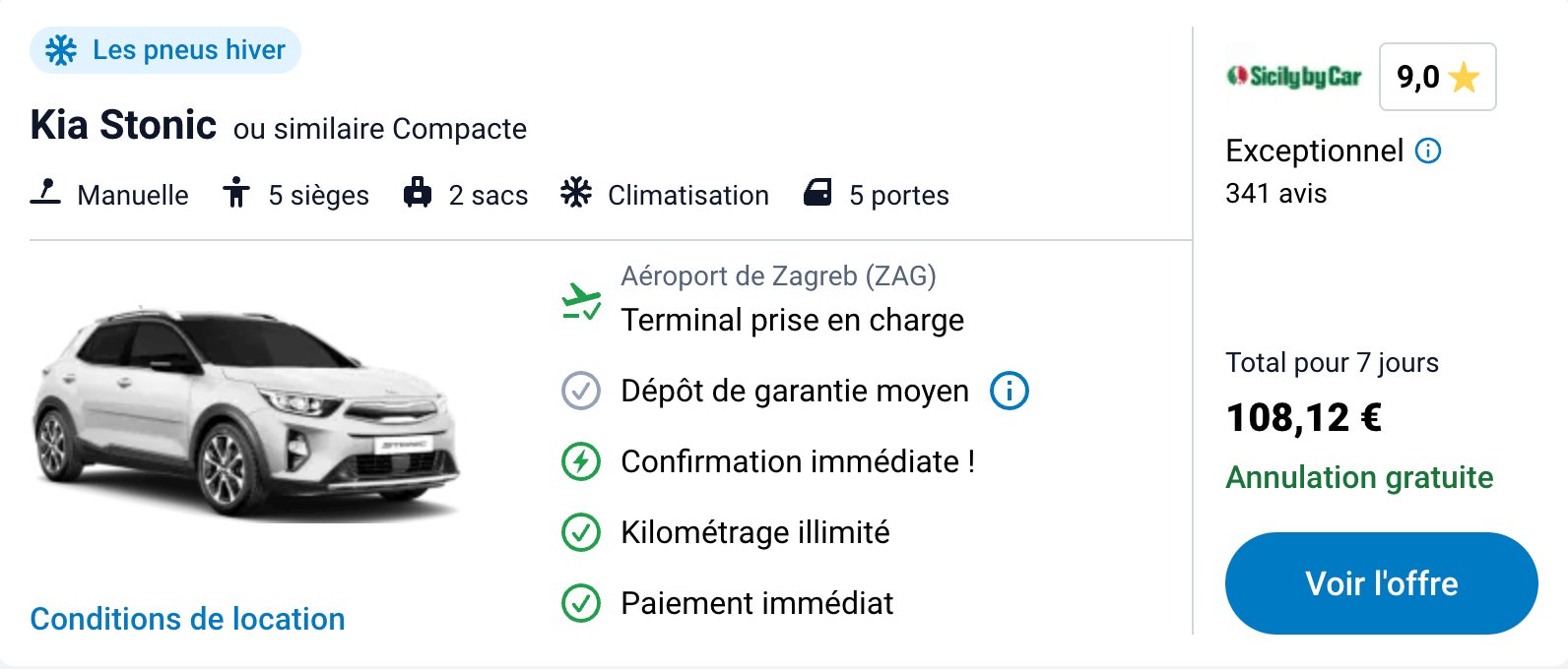 zagreb location voiture moyenne