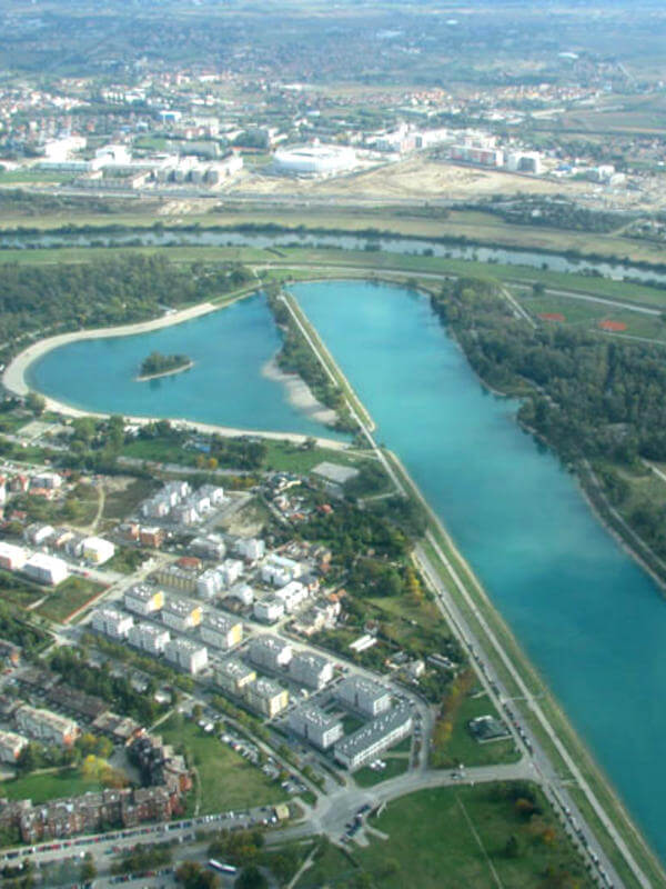 Vue aérienne de la zone de loisirs