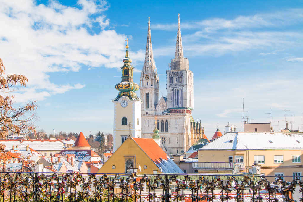zagreb-vue-ville-basse zagreb enneigée