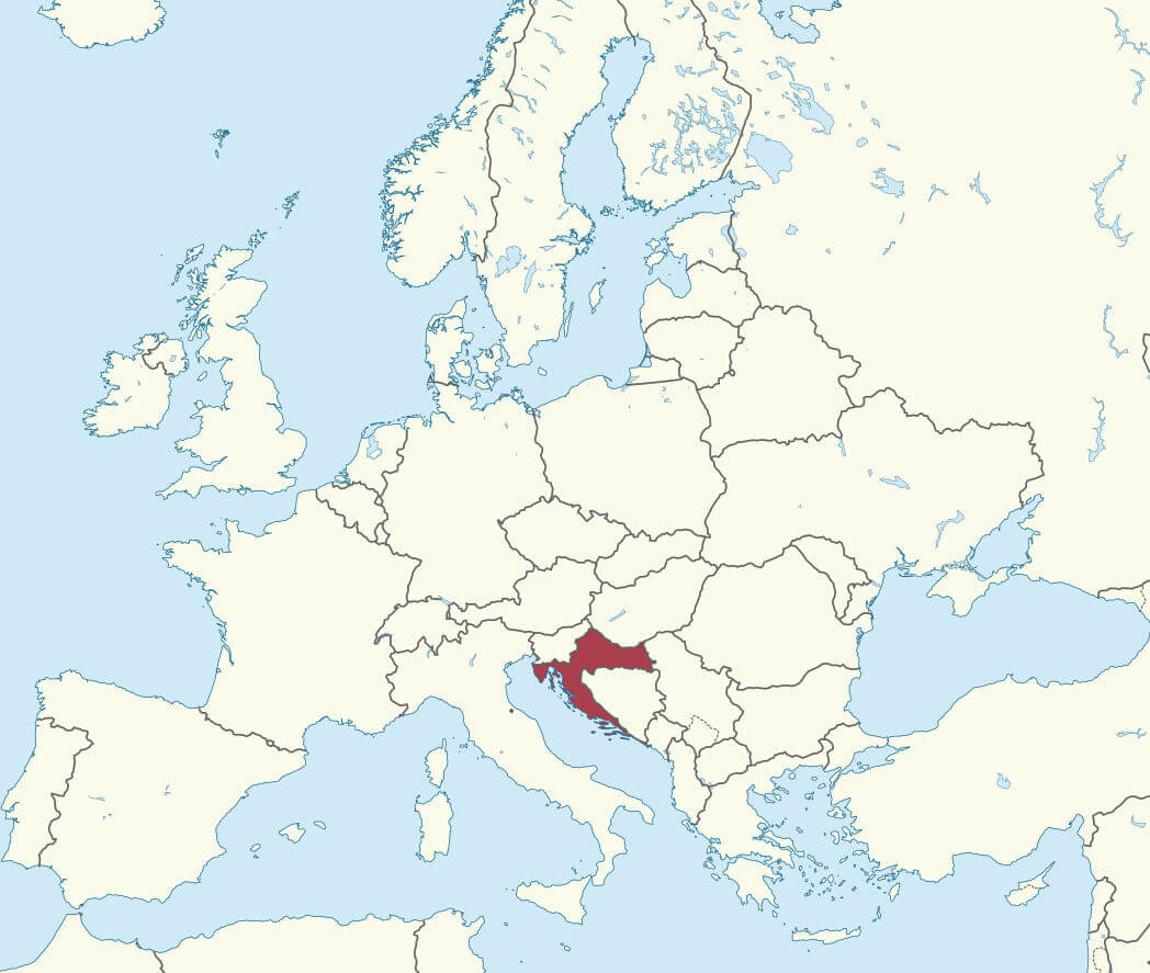 carte de la Croatie au sein de l'Europe