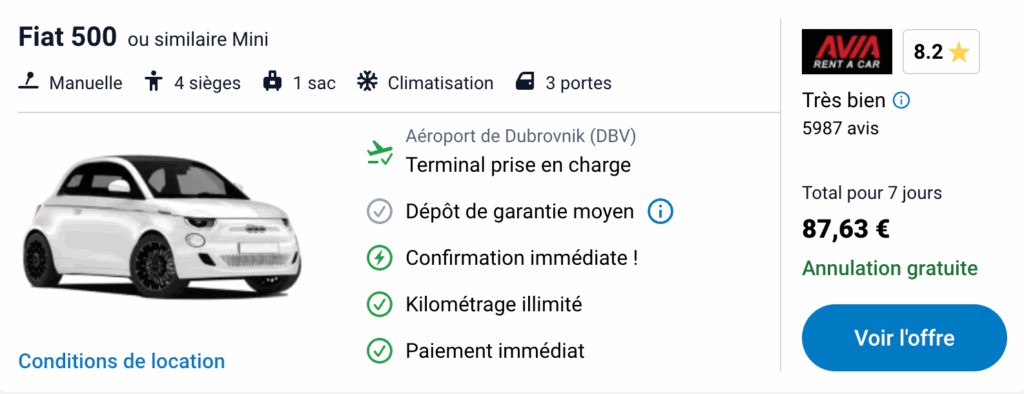 petite voiture location dubrovnik